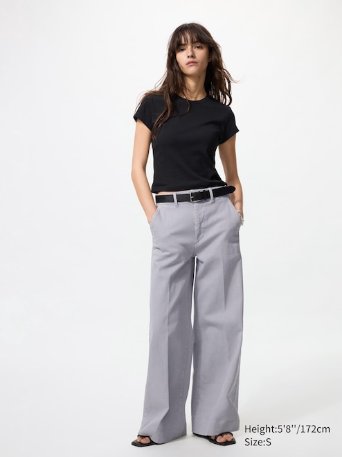 Trouser Jeans Uniqlo Wide Fit Jeans Wide Leg Pantalon Lin Femme