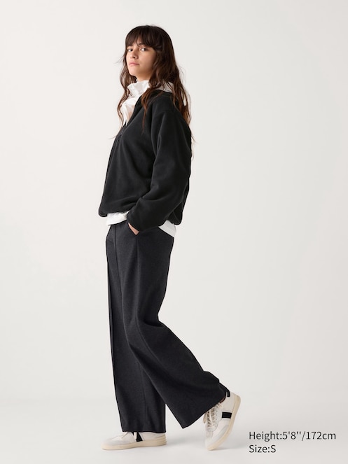 Geplooide Wijde Pantalon van Geborsteld Jersey