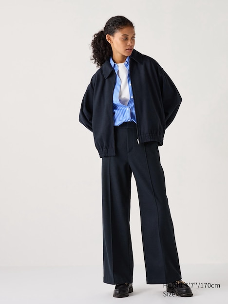 Geplooide Wijde Pantalon van Geborsteld Jersey