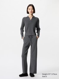 WASHABLE KNIT RIBBED POLO SWEATER