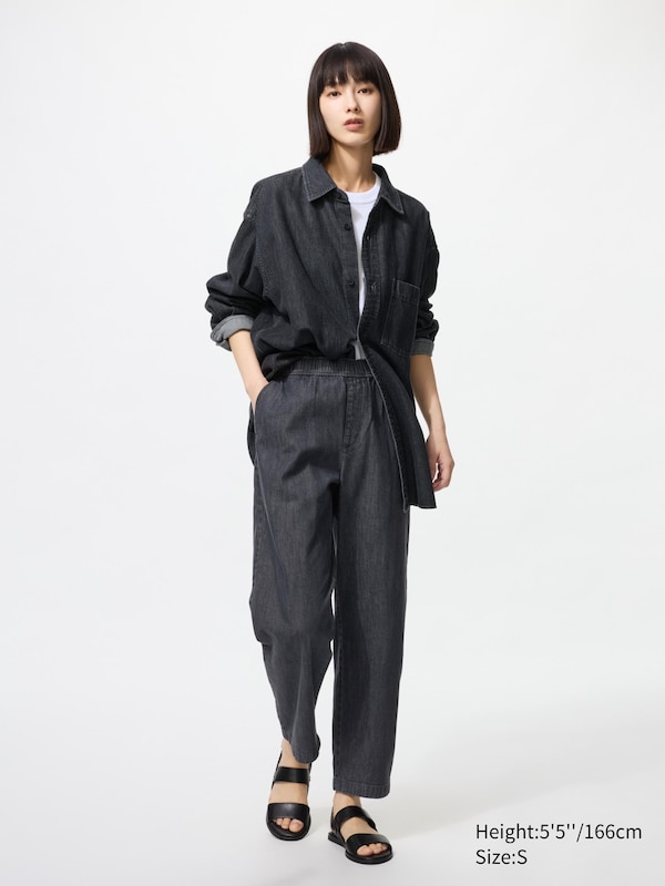 Cotton Relaxed Ankle Pants Denim