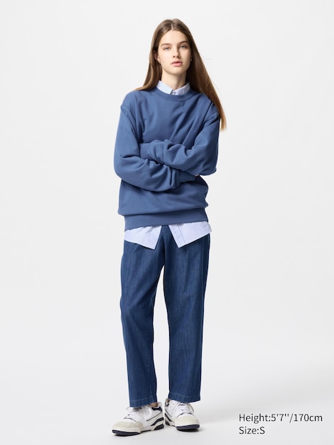 Cotton Relaxed Ankle Pants Denim
