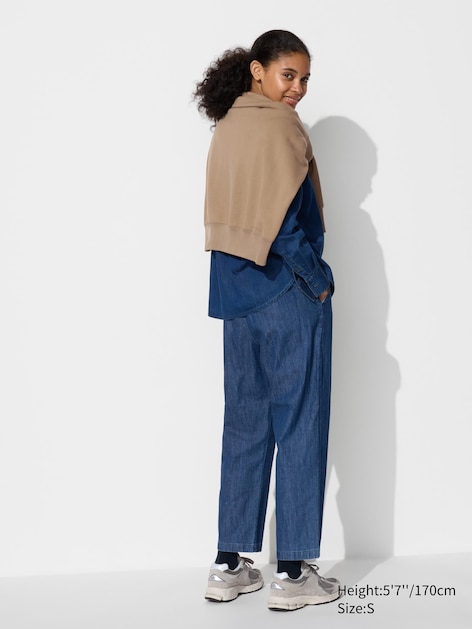 Cotton Relaxed Ankle Pants Denim