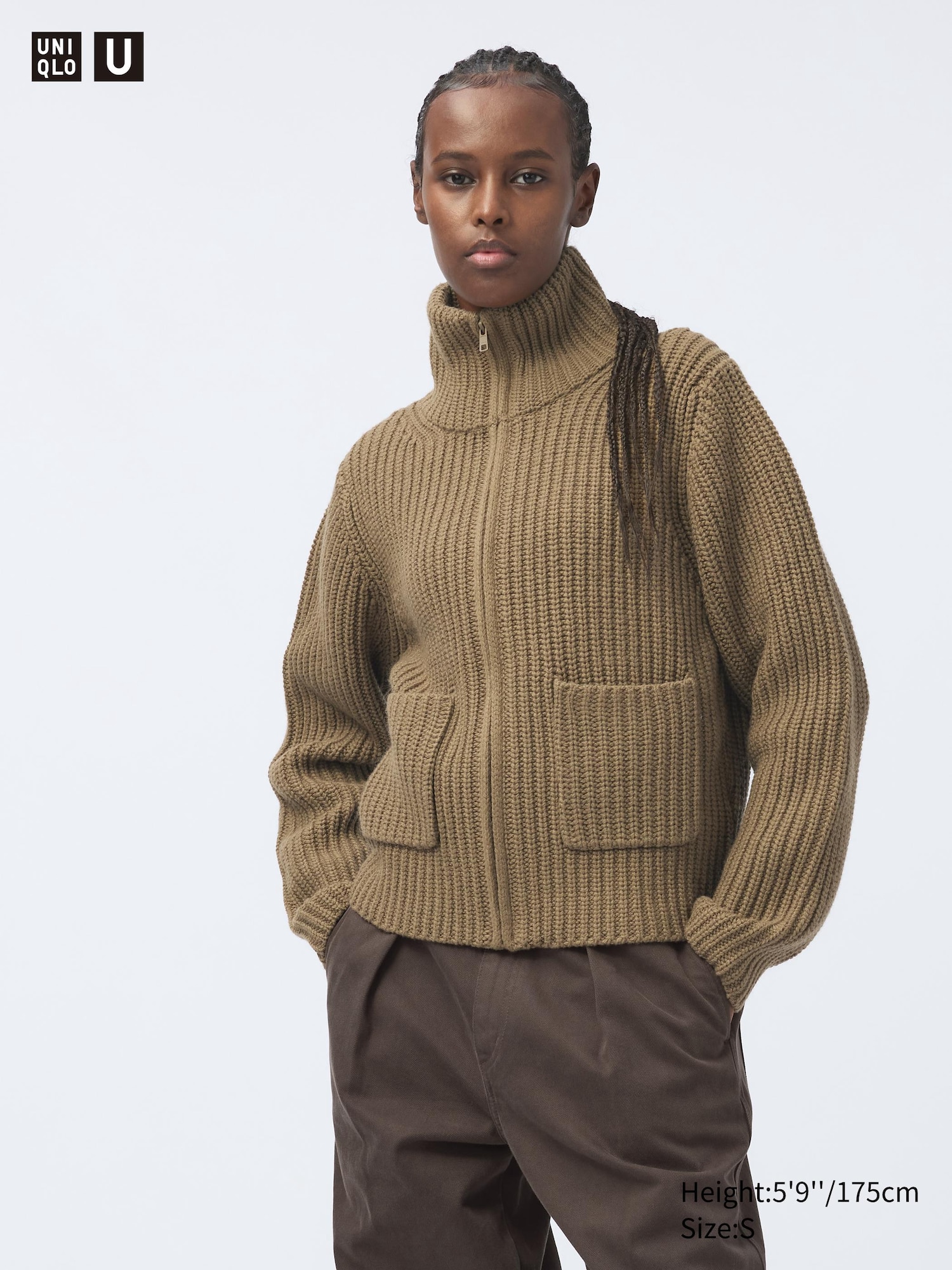ニット・セーター HUECLOSET Lambswool Knit Zip Up SE287 Slouchy Zip Knit