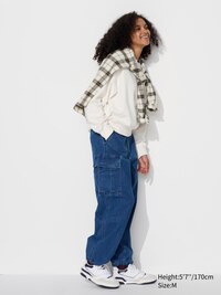 Wide Fit Denim Cargo Pants