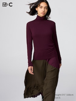 UNIQLO : C HEATTECH EXTRA WARM Cashmere Blend Turtleneck Long Sleeve T-Shirt