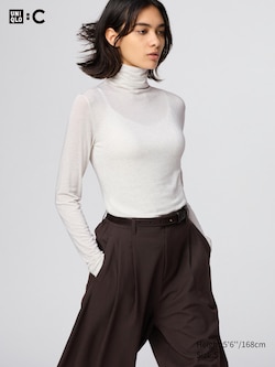 UNIQLO : C HEATTECH EXTRA WARM Cashmere Blend Turtleneck Long Sleeve T-Shirt
