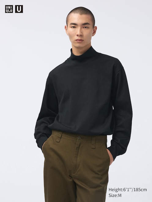 Uniqlo U Brushed Jersey Mock Neck Long Sleeve T-Shirt