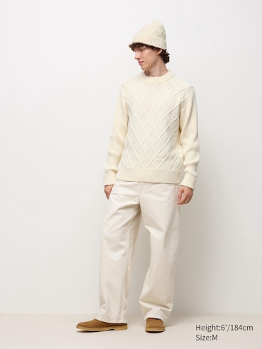 DIAMOND STITCHED CREW NECK SWEATER
