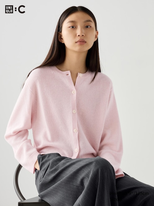 CASHMERE CREW NECK SHORT CARDIGAN