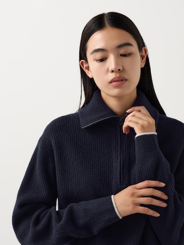 LAMBSWOOL HALF ZIP SWEATER