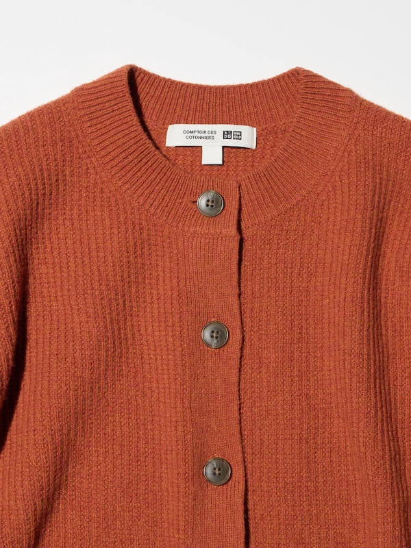 COMPTOIR DES COTONNIERS 100% Lambswool Crew Neck Cardigan