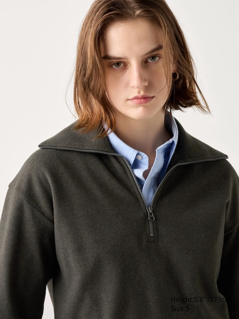 BRUSHED JERSEY HALF-ZIP PULLOVER SHIRT