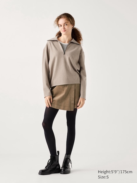 BRUSHED JERSEY HALF-ZIP PULLOVER SHIRT