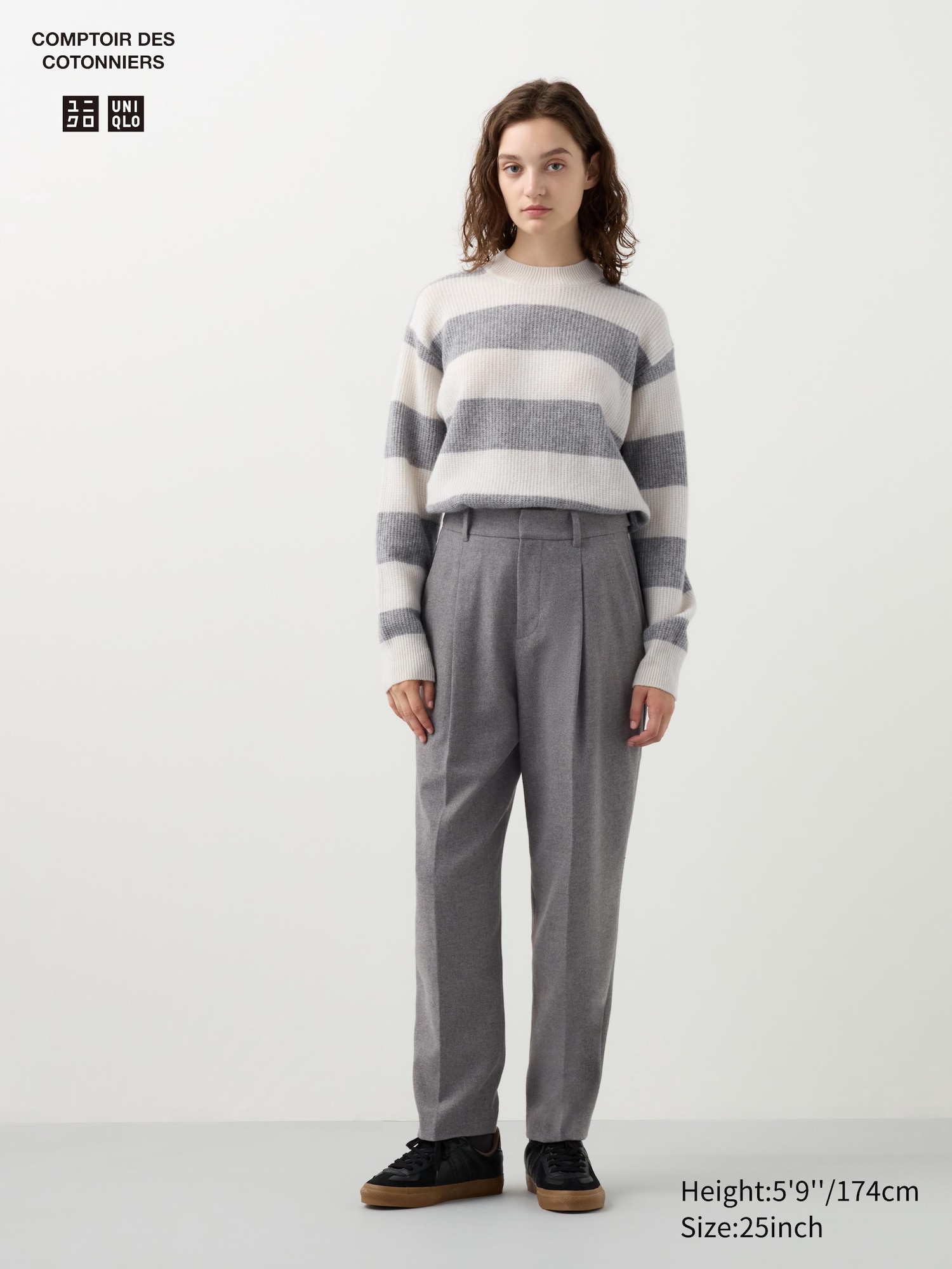 WOMEN'S COMPTOIR DES COTONNIERS TWEED PLEATED TAPERED PANTS
