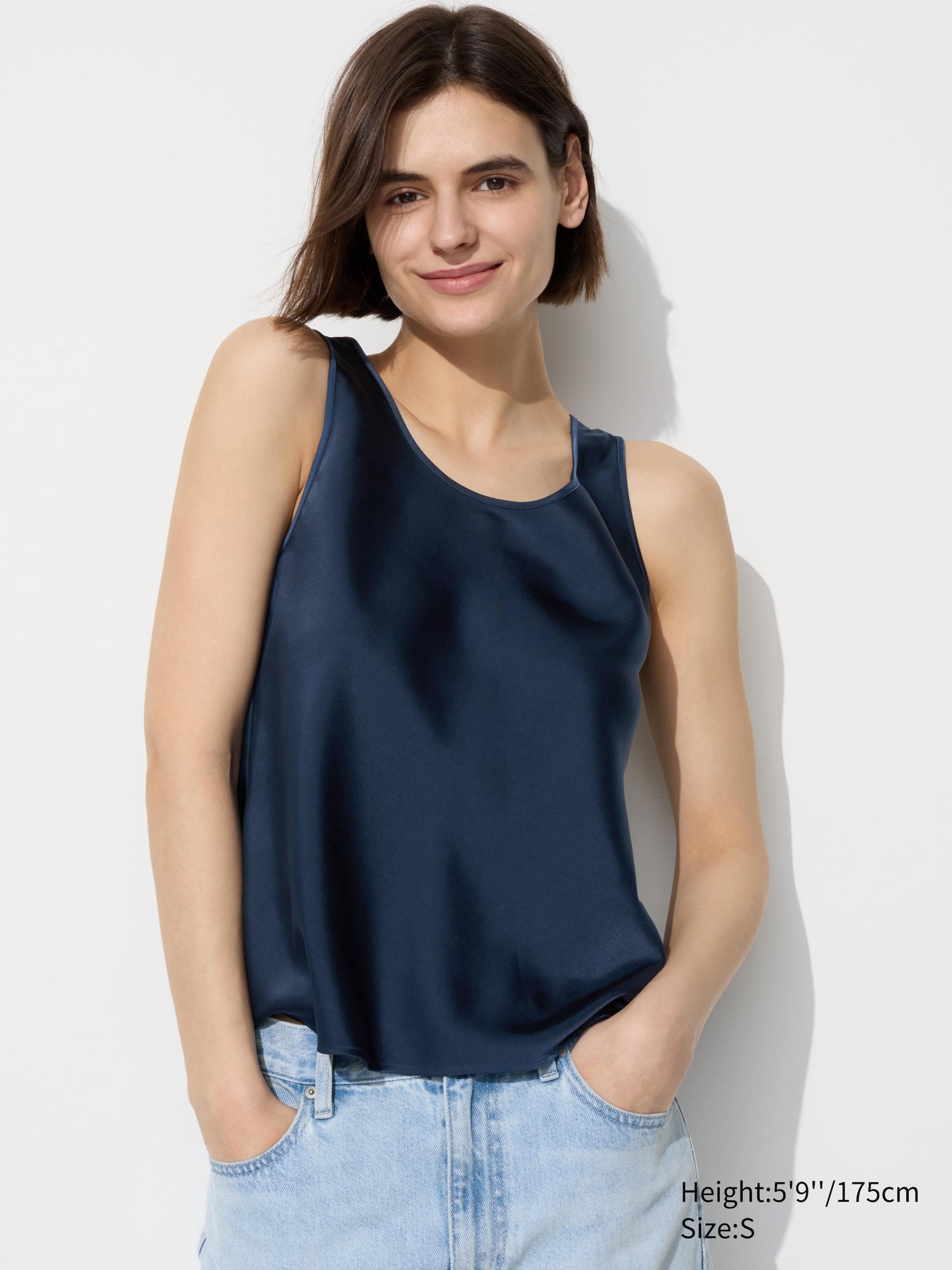 WOMEN S SATIN SLEEVELESS BLOUSE UNIQLO AU