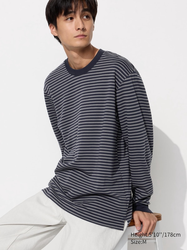 AIRism Cotton Striped Long Sleeve T-Shirt