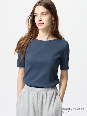 Soft Ribbed Crew Neck Short Sleeve T-Shirt