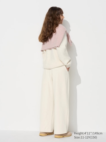 PILE LINED WIDE SWEATPANTS