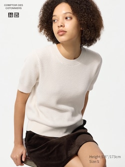 Cotton Popcorn Sweater Short Sleeve