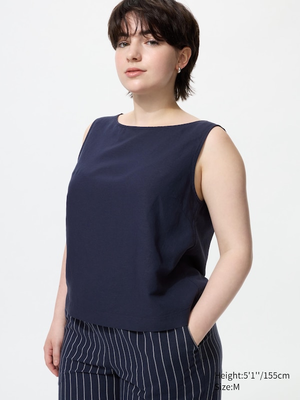 Linen Blend Blouse Sleeveless