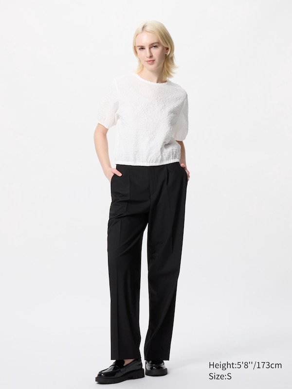 Seersucker Volume Short Sleeve Blouse