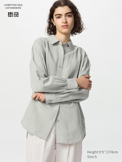 COMPTOIR DES COTONNIERS Linen Blend Oversized Shirt Long Sleeve