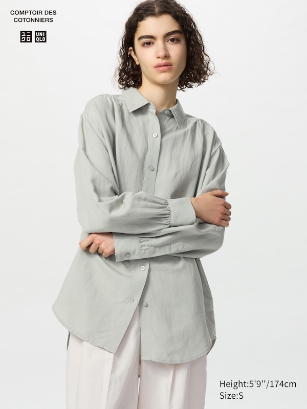 COMPTOIR DES COTONNIERS Linen Blend Oversized Shirt Long Sleeve