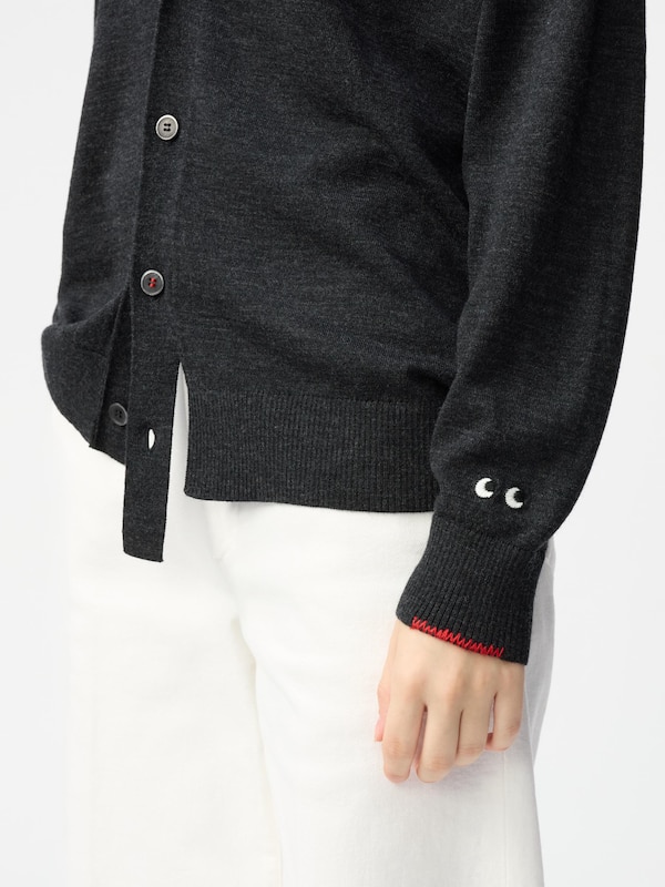 ANYA HINDMARCH 100% Merino Oversized V Neck Cardigan