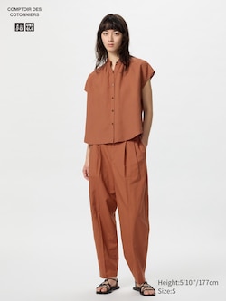 COMPTOIR DES COTONNIERS Linen Blend Barrel Leg Pants