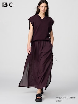UNIQLO : C Mesh Gather Long Slit Skirt