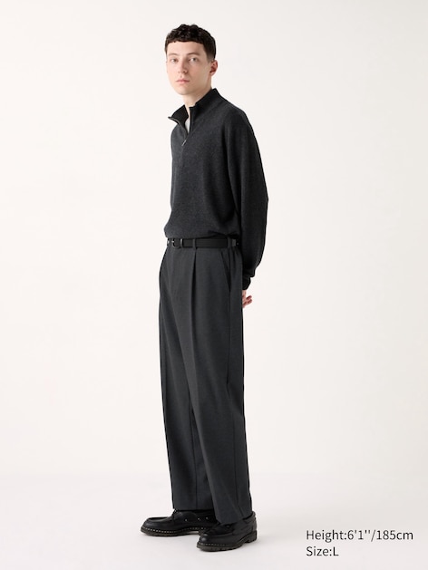 Pleated Wide Pants Brushed Jersey