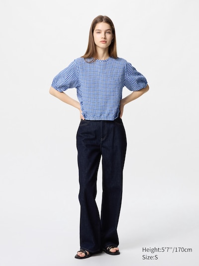 Seersucker Volume Blouse | Gingham