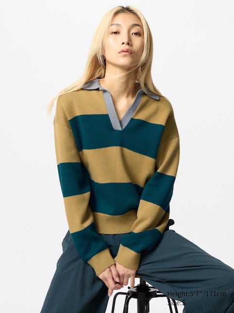 SMOOTH COTTON RELAXED POLO SWEATER