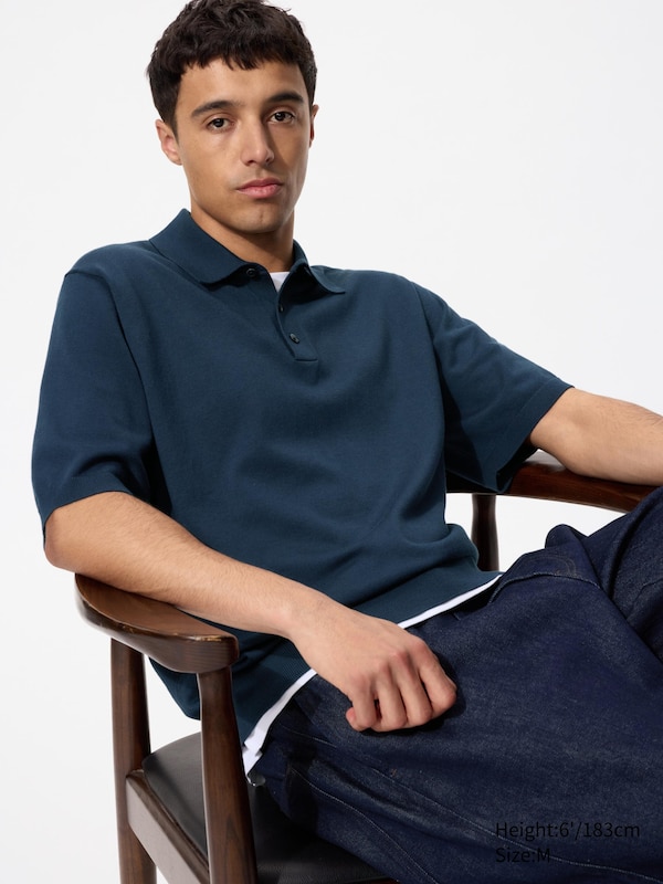 Washable Knitted Polo Short Sleeve Sweater