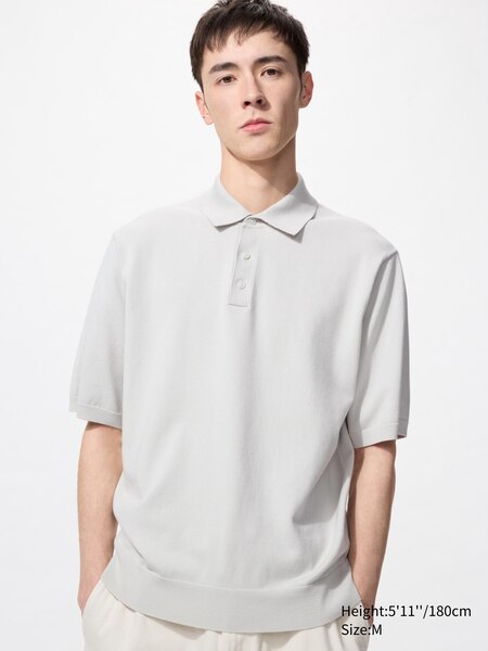 Washable Knitted Polo Sweater Short Sleeve