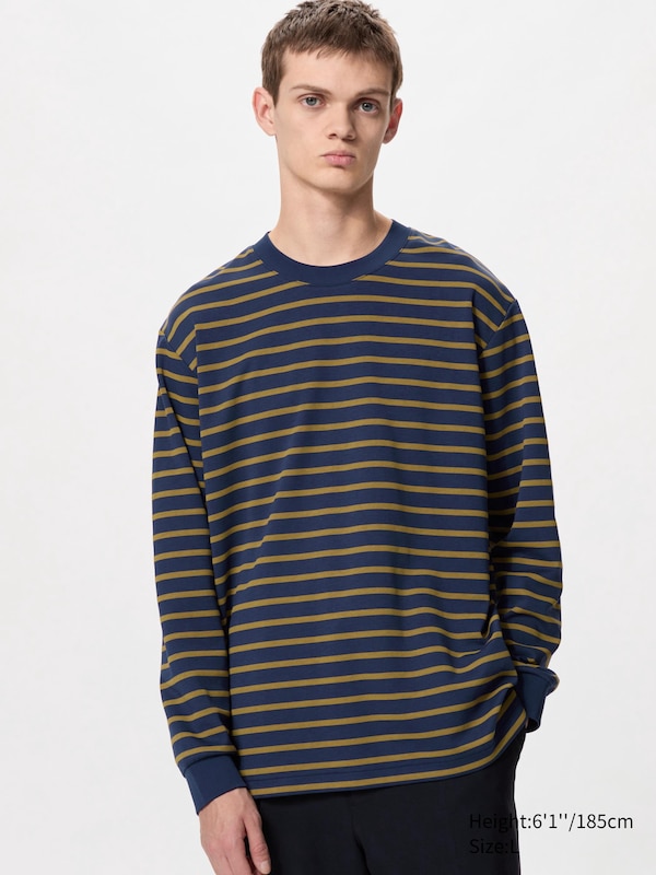 AIRism Cotton Striped T-Shirt Long Sleeve