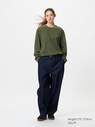 AIRism Cotton Striped T-Shirt Long Sleeve