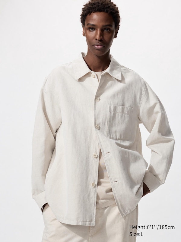 Cotton Linen Shirt Jacket Long Sleeve