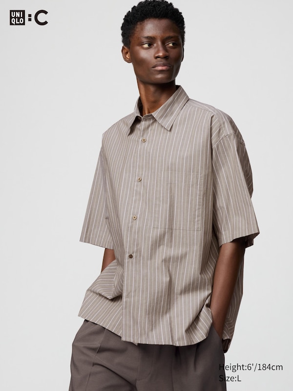 UNIQLO : C Broadcloth Oversized Shirt Short Sleeve