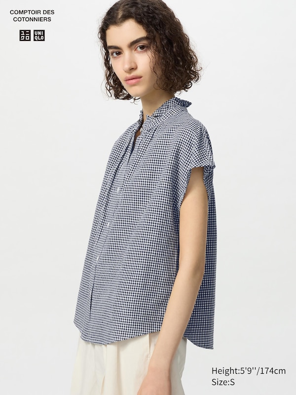 COMPTOIR DES COTONNIERS Linen Blend Frilled Blouse Short Sleeve