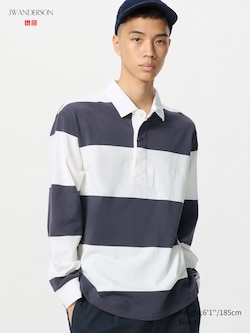 JW ANDERSON Oversized Striped Rugger Long Sleeve Polo Shirt