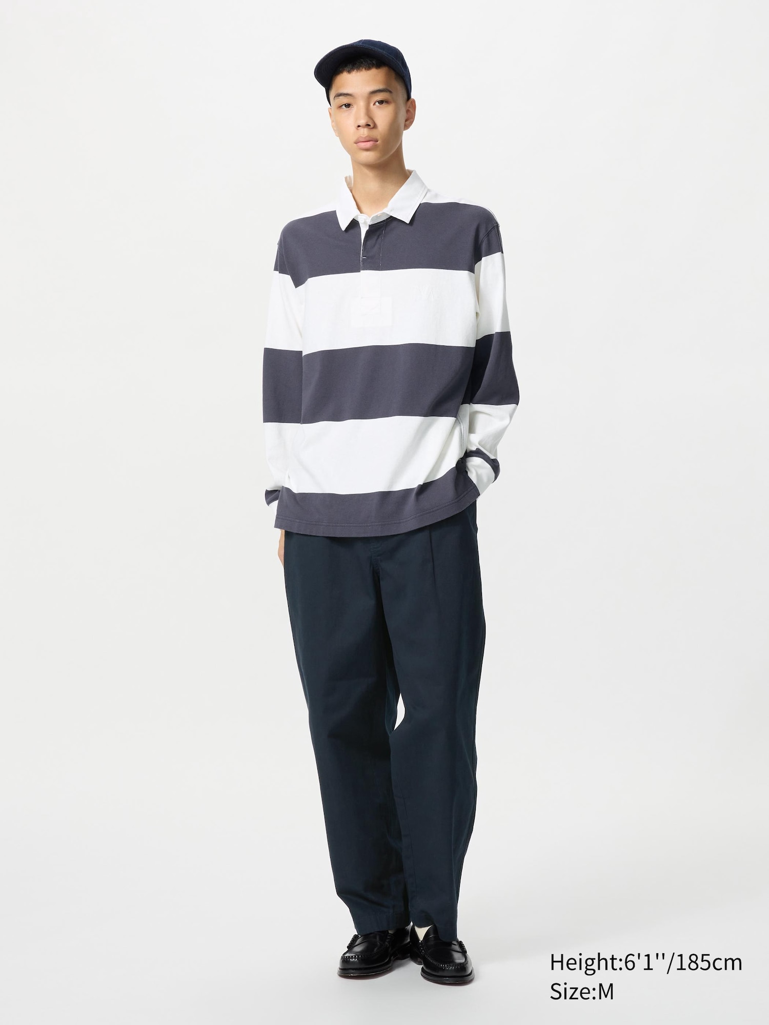 Unisex UNIQLO and JW ANDERSON Oversized Striped Rugger Long Sleeve