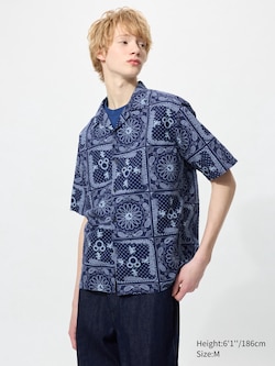 Disney In Blue Cotton Linen Short Sleeve Shirt