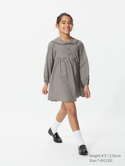 GIRLS Checked Long Sleeve Dress