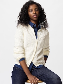 Cable Crew Neck Cardigan