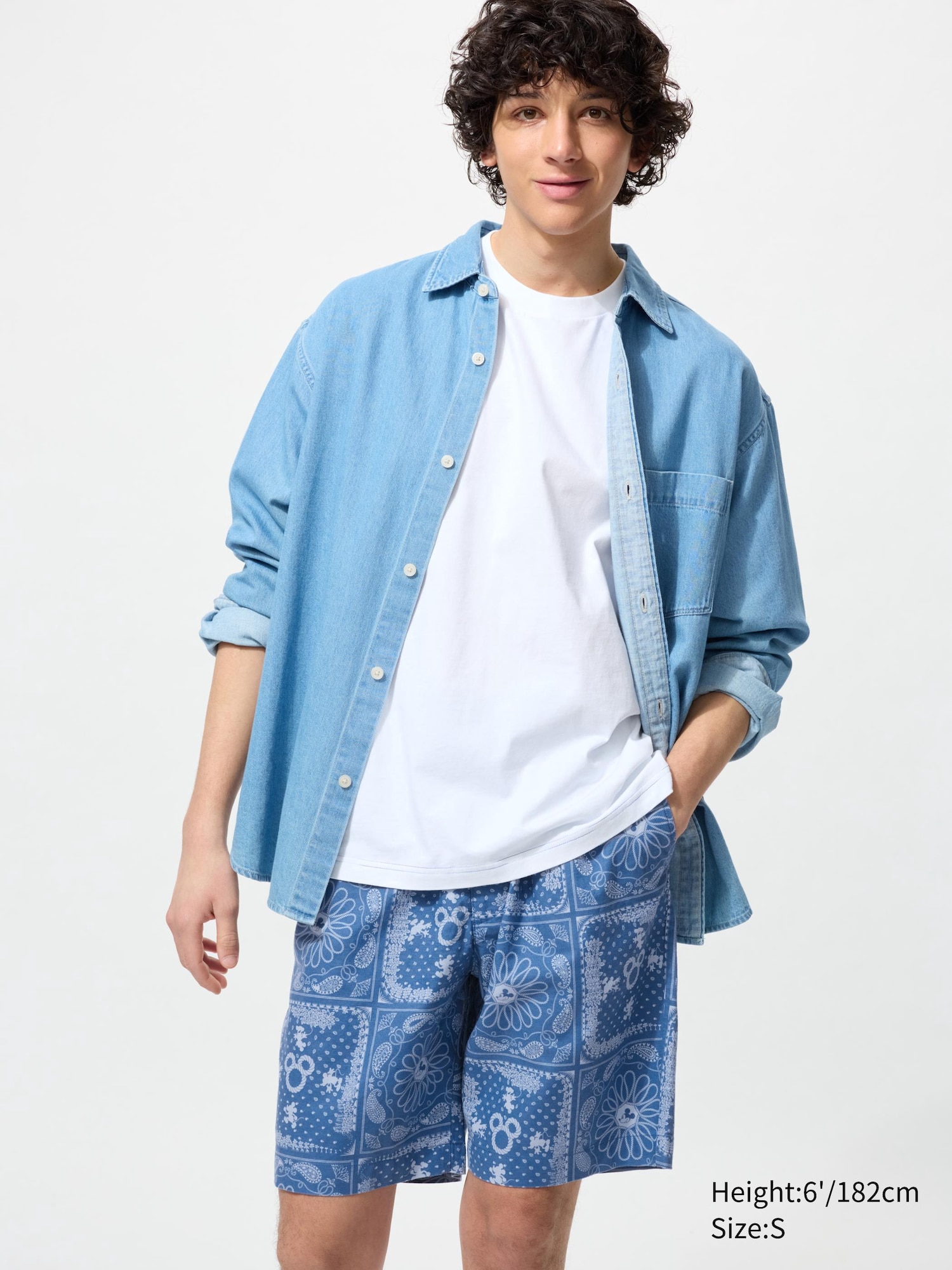 Disney In Blue Linen Blend Easy Shorts