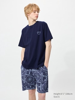 Disney In Blue Linen Blend Easy Shorts