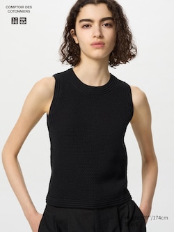 COMPTOIR DES COTONNIERS Cotton Popcorn Sleeveless Short Sweater