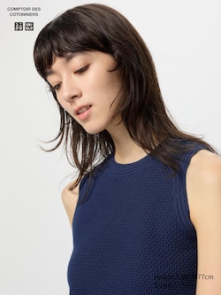 Cotton Popcorn Short Sweater Sleeveless
